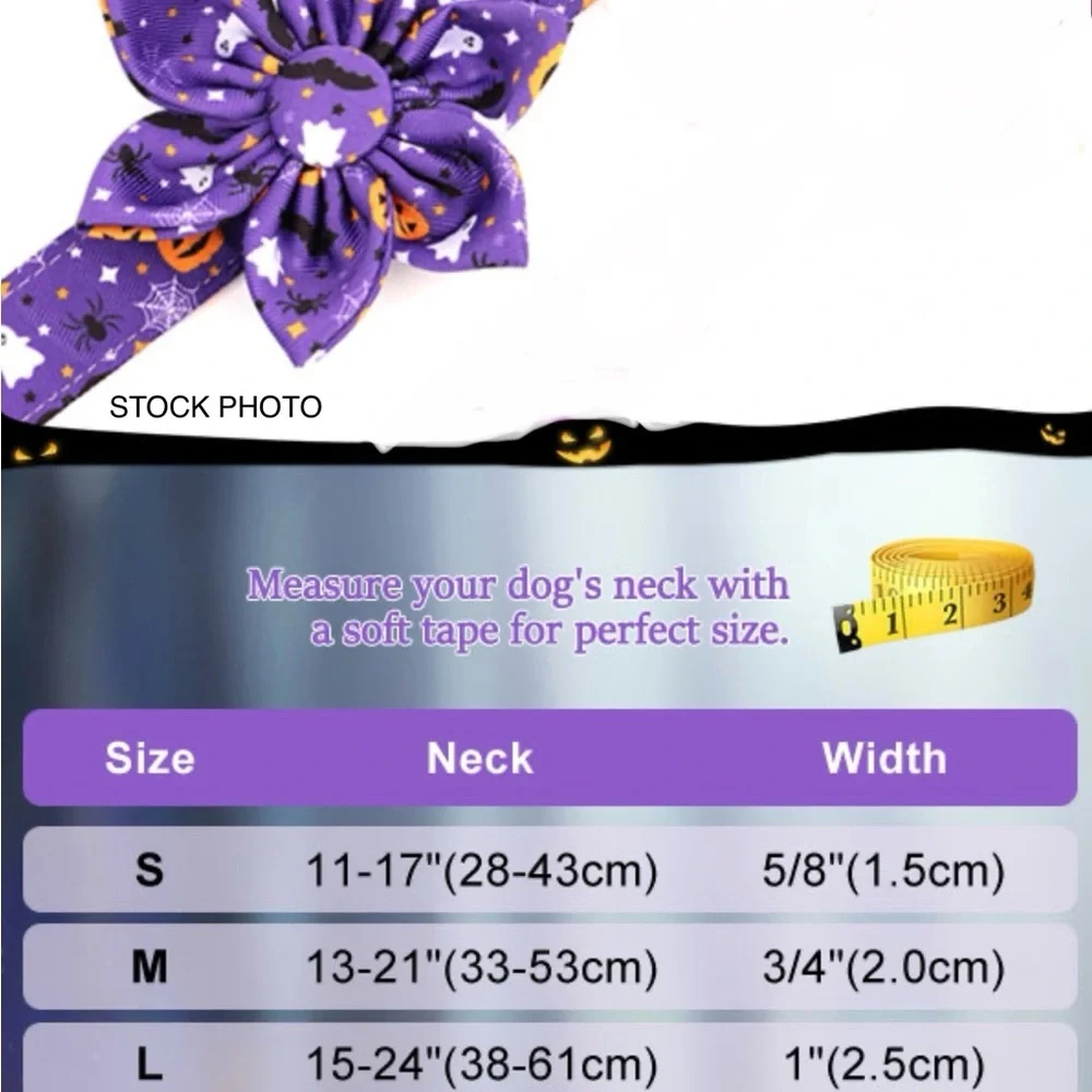 Purple Halloween Female Dog Collar with Bow, size Medium